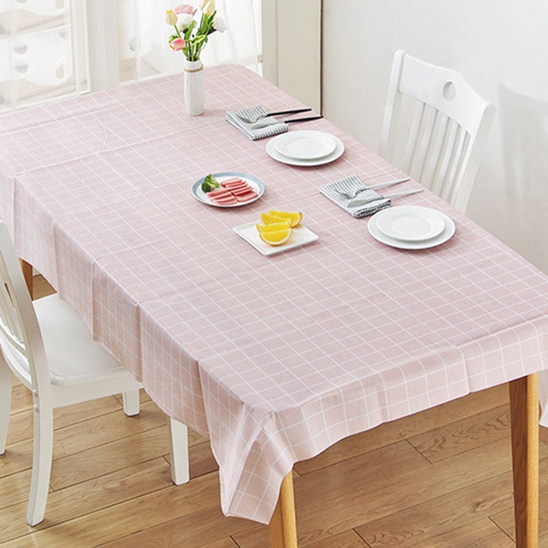 Household Grid Pattern Tablecloth Water Proof Heat Proof Oil-proof Table Cloth Convenient Clean Table Linen Kitchen Home Textile