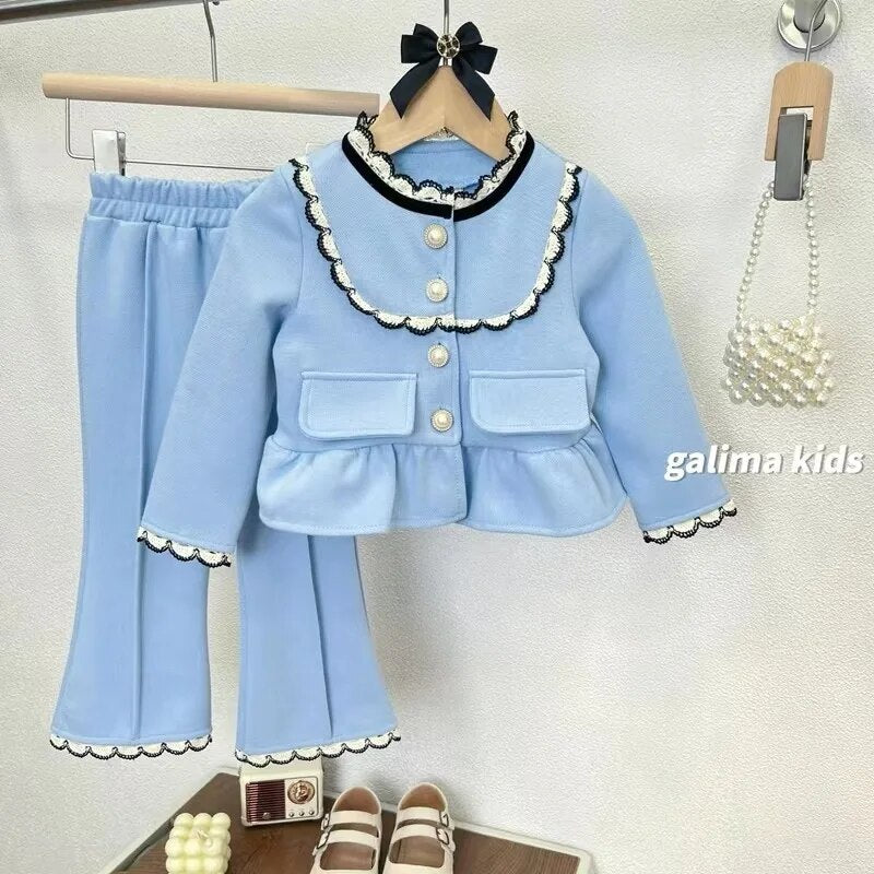 Clothing For Girls Sets 2023 New Spring And Autumn French Fragrant Style 2 Piece Set for Kids Fashion Children's Clothing