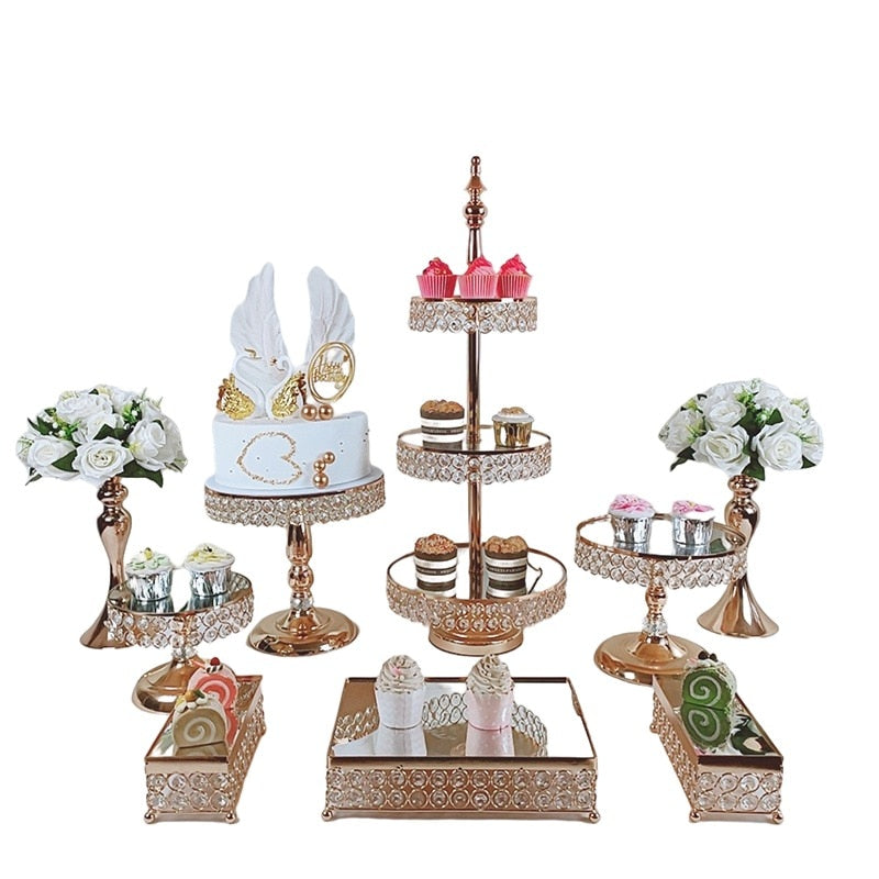 6Pcs-9pcs/Set Metal Cake Stand  BAKE Display Wedding decoration  cake decoration accessories - youronestopstore23
