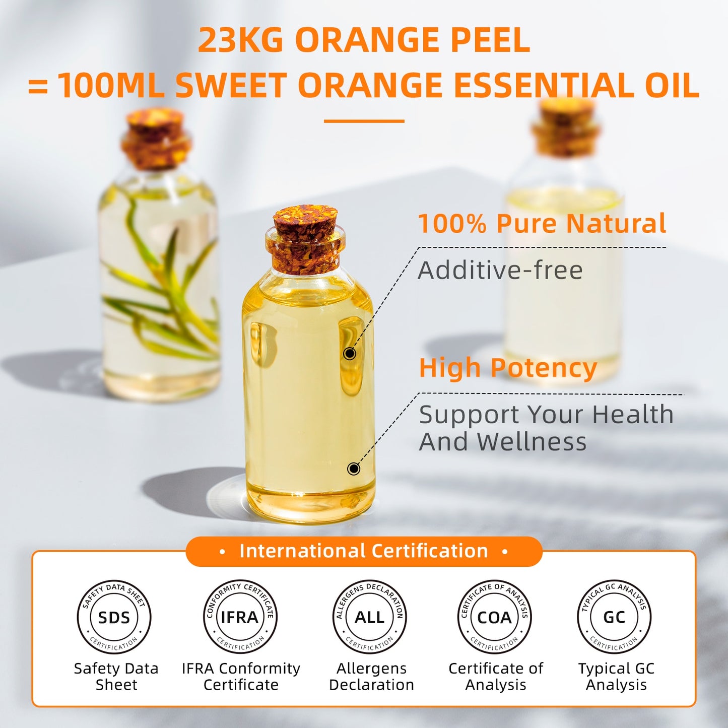 HIQILI 100ML Sweet Orange Essential Oils,100% Pure Nature for Aromatherapy | Used for Diffuser，Humidifier，Massage | Fresh air - youronestopstore23