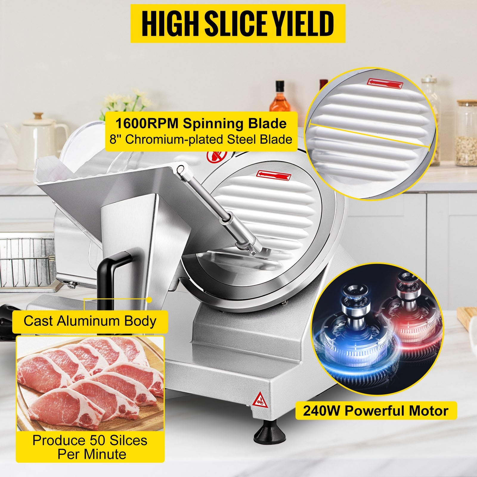 VEVOR 8 Inch Blade Electric Food Slicer Grinder Home Meat Slicer Machine Commercial Deli Meat Cheese Beef Mutton Turkey Cutter - youronestopstore23