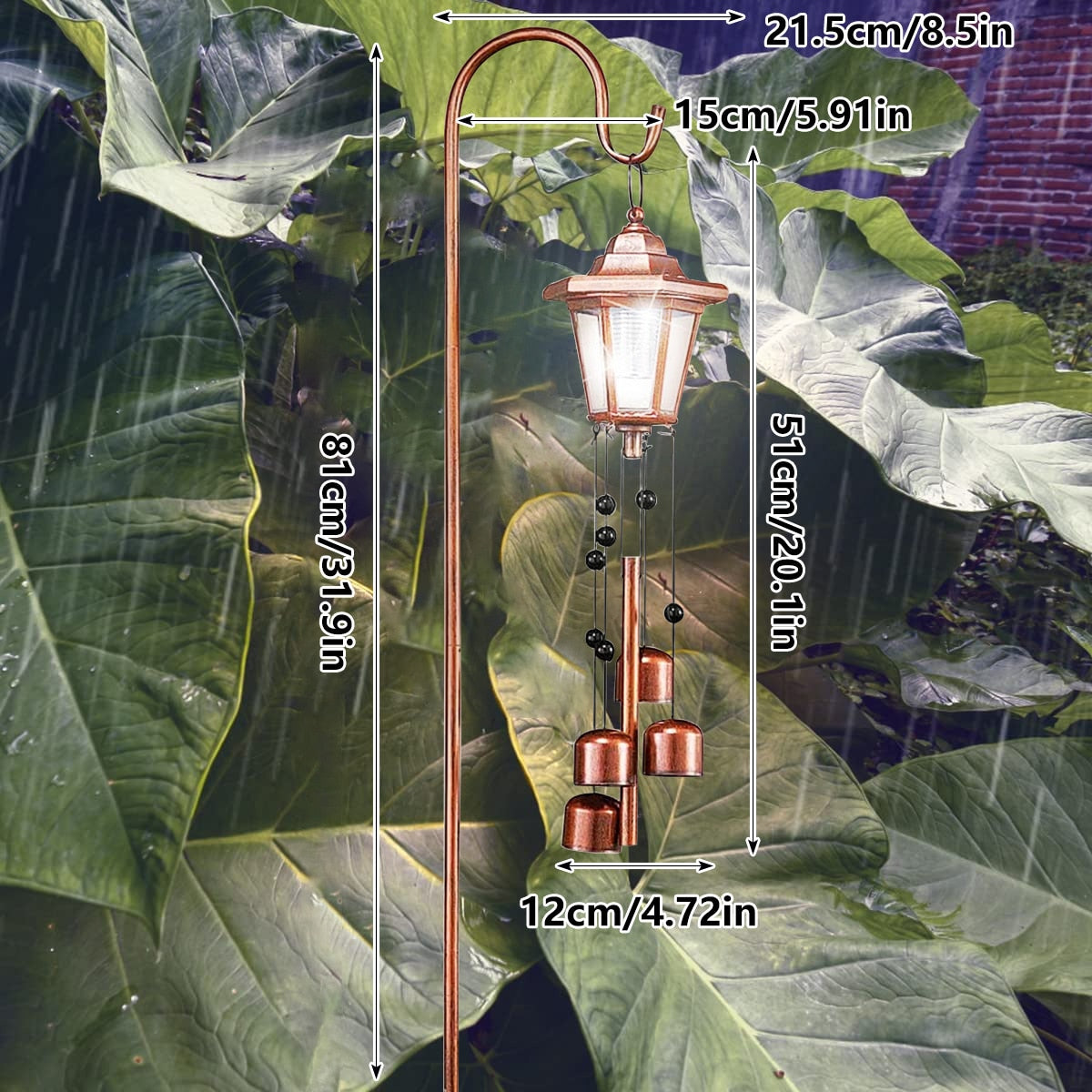 Retro Solar Lights Garden Decor  Hanging Wind Chime Outdoor Waterproof - youronestopstore23