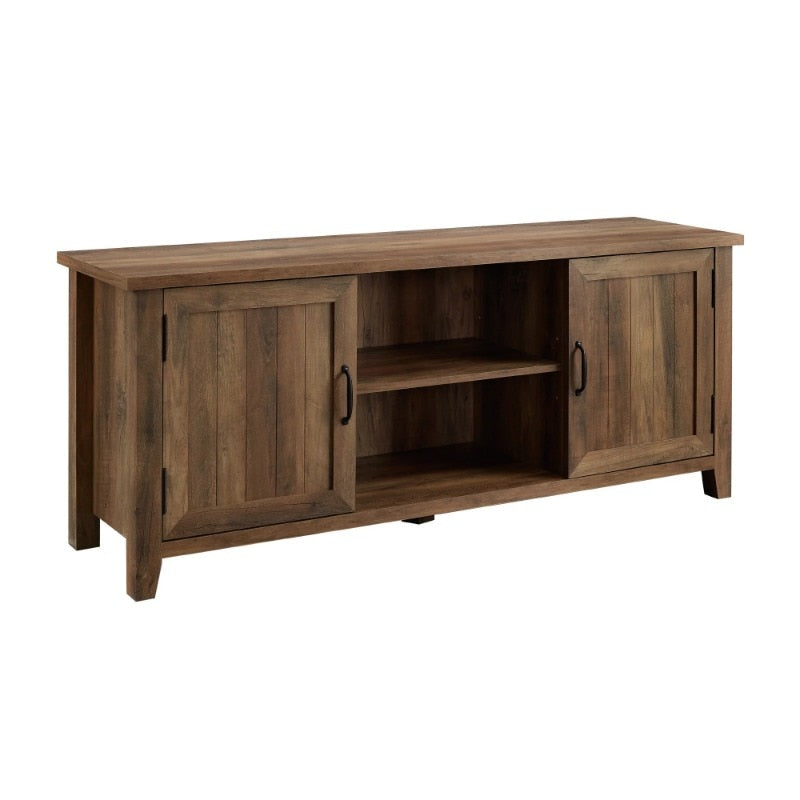Woven Paths Franklin Grooved 2-Door TV Stand for TVs up to 65", Reclaimed Barnwood