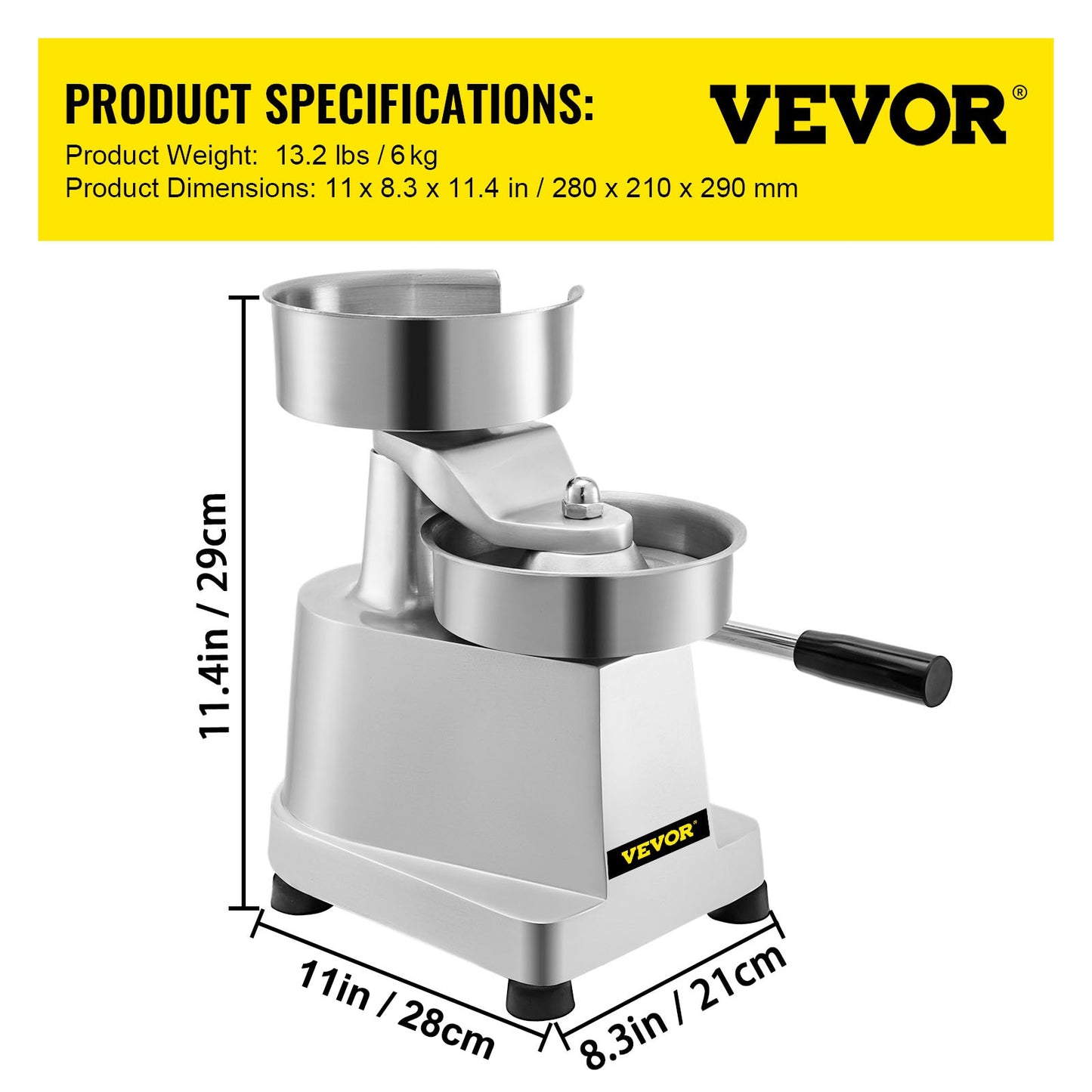 VEVOR Hamburger Press 100-150mm Commercial Cast Iron Manual Round Meat Shaping Kitchen Machine Home Forming Burger Patty Maker - youronestopstore23