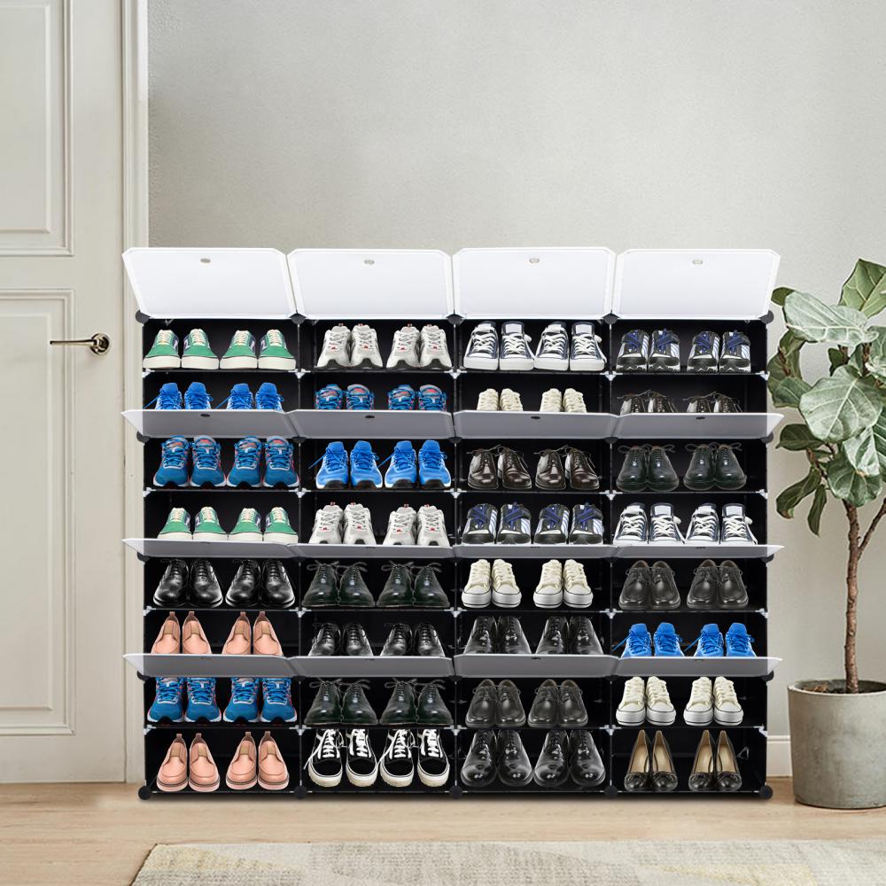 36Grids Plastic Shoe Boxes Stackable Shoe Organizer Superimposed Combination Shoe Cabinet For Boots Slippers Dustproof Shoe Rack