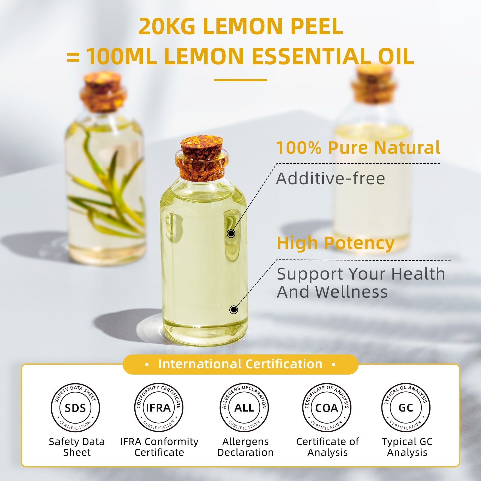 HIQILI 100ML Lemon Essential Oils for Diffuser/Humidifier/Massage/Aromatherapy Aromatic Oil for Candle/Soap Making &amp; Hair Care - youronestopstore23