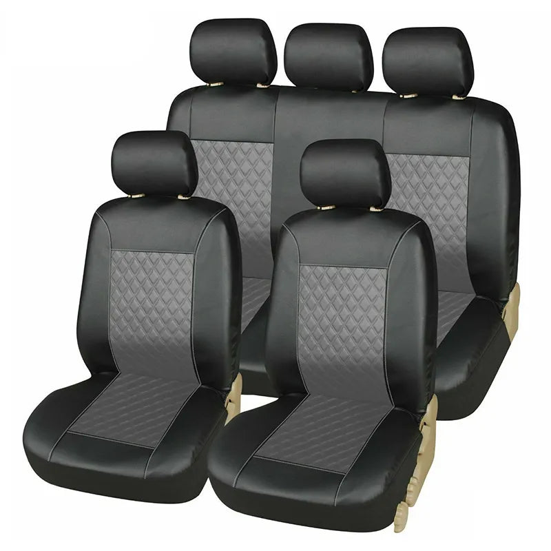 Car Seat Cover Set Breathable PU Leather Vehicle Seat Cushion Full Surround Cover for Car Full Protection Pad Fit 5-Seat Auto