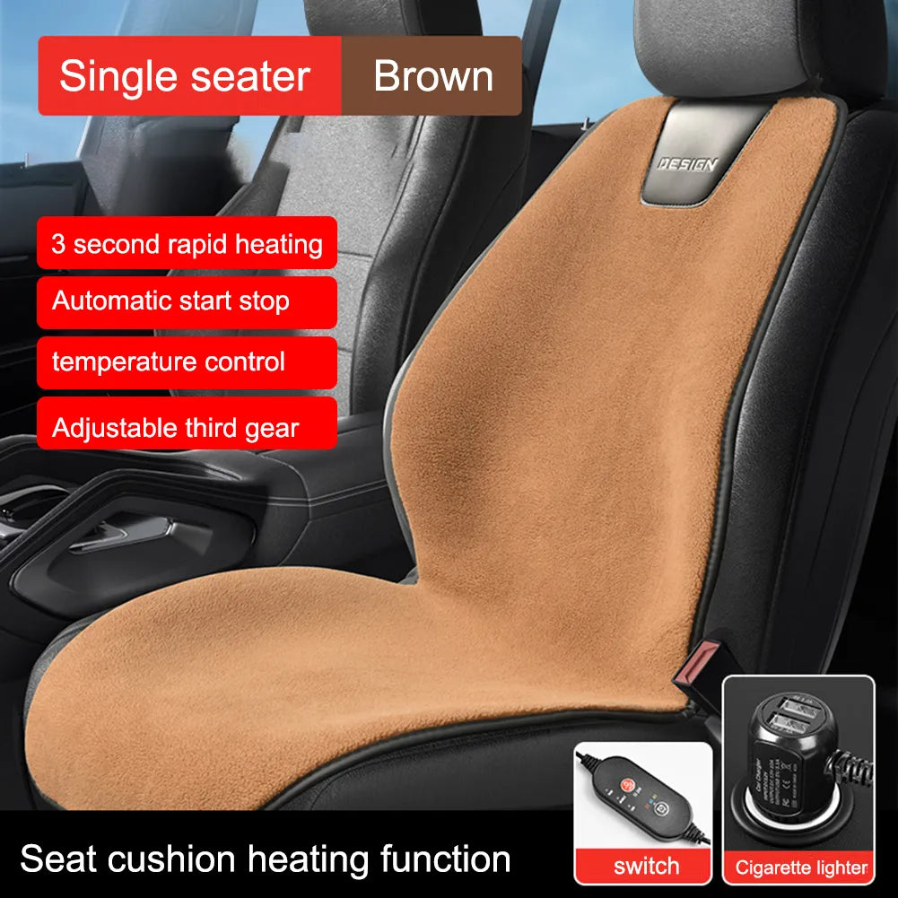 12V Winter Warmer 3 Gear Adjustable Electric Heated Seat Cushion Quick Heating Winter Household Cushion Car Interior Accessories