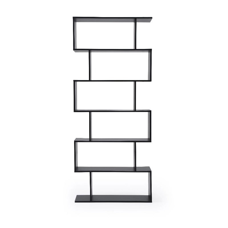 Modern Staggered 6-Shelf Luke Bookcase, Black book shelf furniture