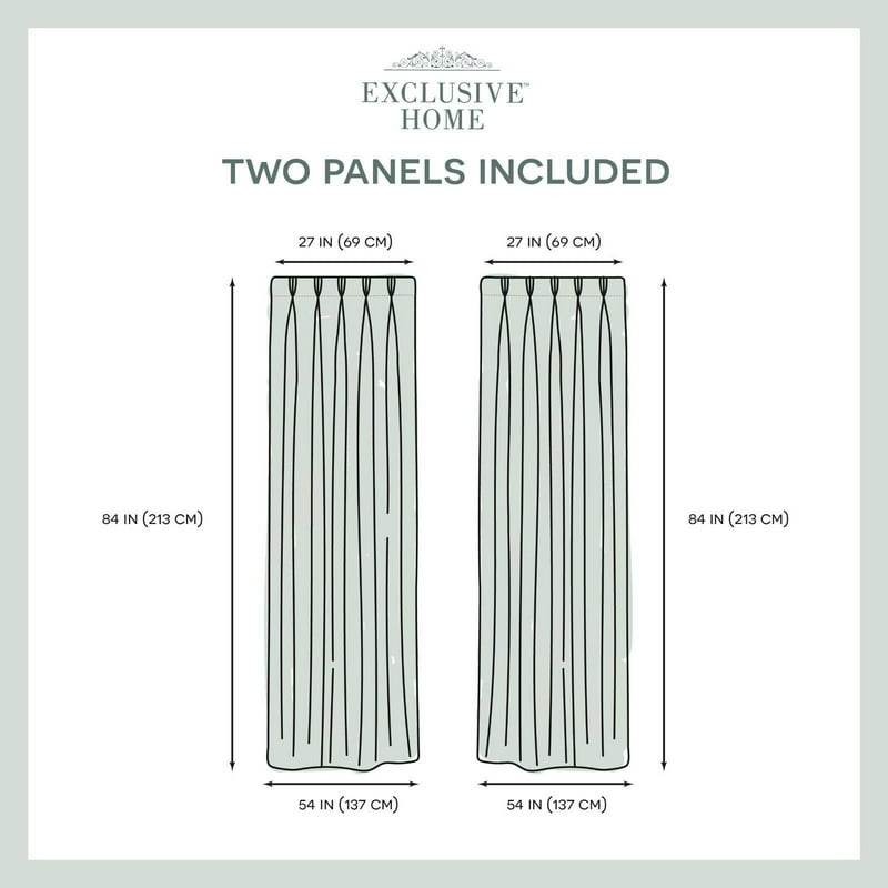 Chateau Light Filtering Pinch Pleat Curtain Panels, 96" Length, Teal, Set of 2