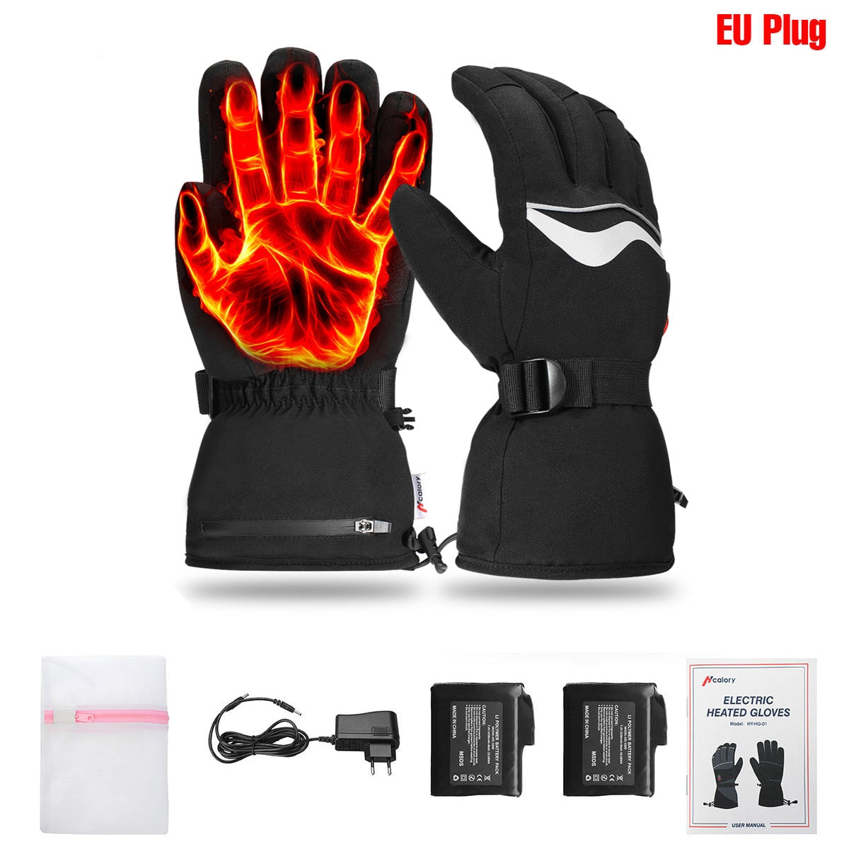 Hcalory Heated Motorcycle Gloves EU Plug Winter Moto Heated Gloves Waterproof Rechargeable Heating Thermal Gloves For Snowmobile - youronestopstore23