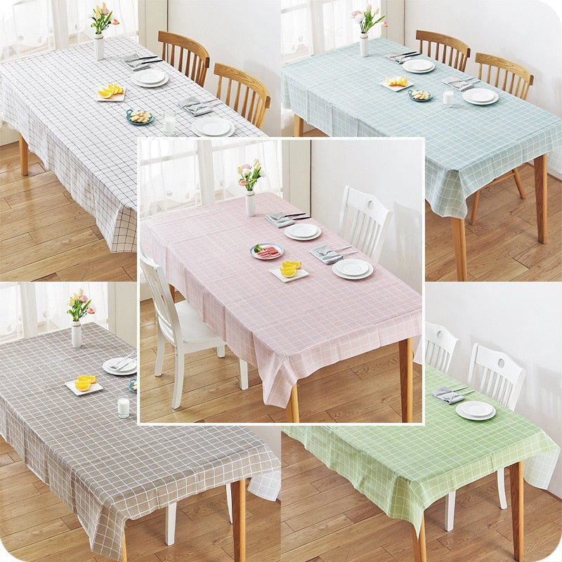 Household Grid Pattern Tablecloth Water Proof Heat Proof Oil-proof Table Cloth Convenient Clean Table Linen Kitchen Accessories