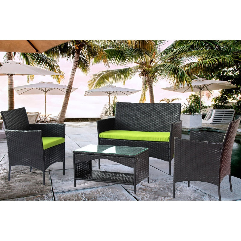 4 PCS/ 8 PCS  Garden Patio Furniture Patio outdoor rattan furniture （ loveseat + armchair+coffie table - youronestopstore23