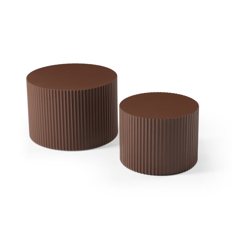 Brown Nesting Table Set of 2, MDF Coffee Table set for Living Room/Leisure Area,for indoor living room furniture