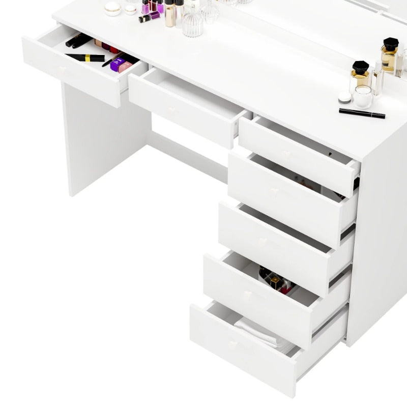 Ember Interiors Caris Modern White Painted Vanity Table, for Bedroom makeup table vanity desk