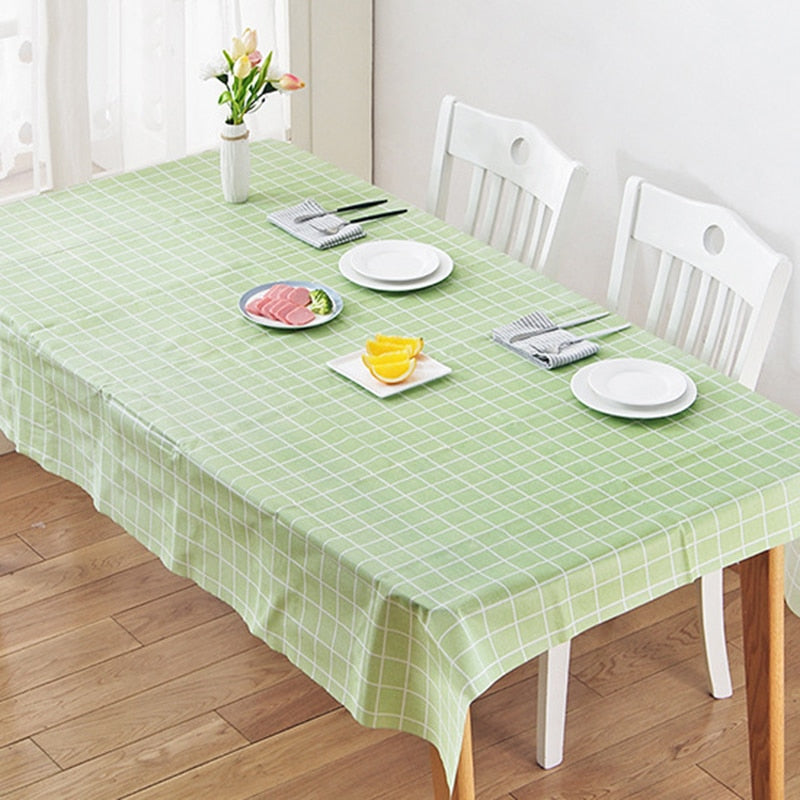Household Grid Pattern Tablecloth Water Proof Heat Proof Oil-proof Table Cloth Convenient Clean Table Linen Kitchen Accessories