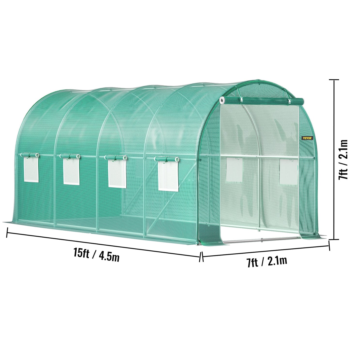 VEVOR Walk-in Tunnel Greenhouse Galvanized Frame &amp; Waterproof Cover 15x7x7/10x7x7/20x10x7/12x7x7 ft Greenhouses &amp; Cold Frames - youronestopstore23