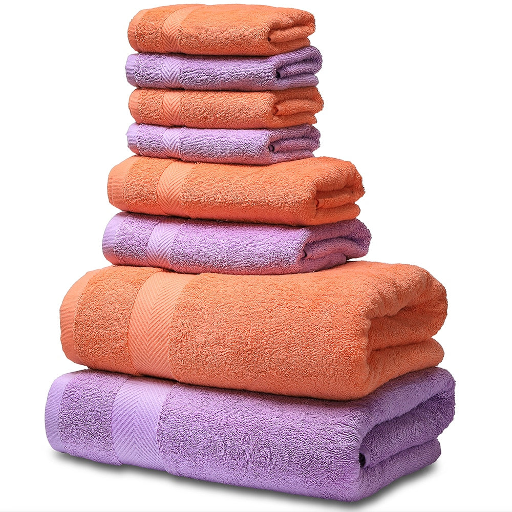 SEMAXE Luxury Bath Towel Set,2 Large Bath Towels,2 Hand Towels,4 Washcloths. Cotton Highly Absorbent Bathroom Towels (Pack of 8) - youronestopstore23