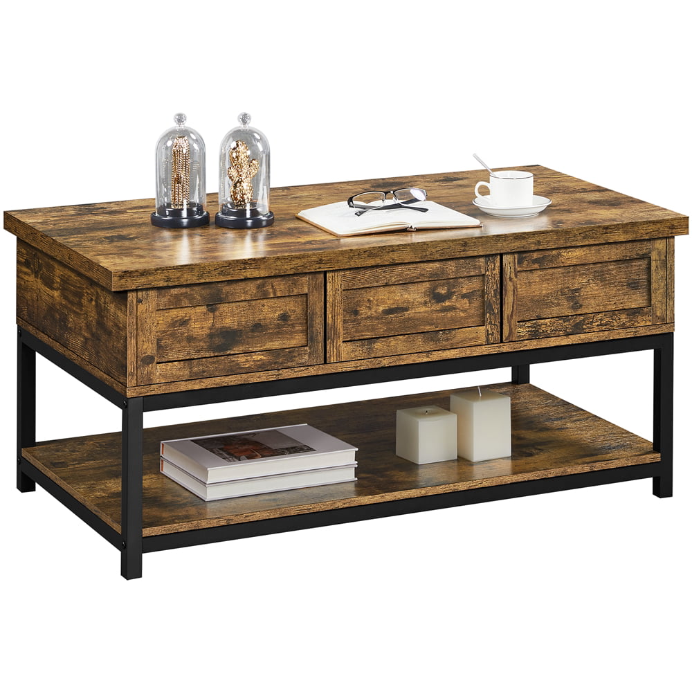 Alden Design Wooden Lift Top Coffee Table with Storage Shelf, Espresso coffee table