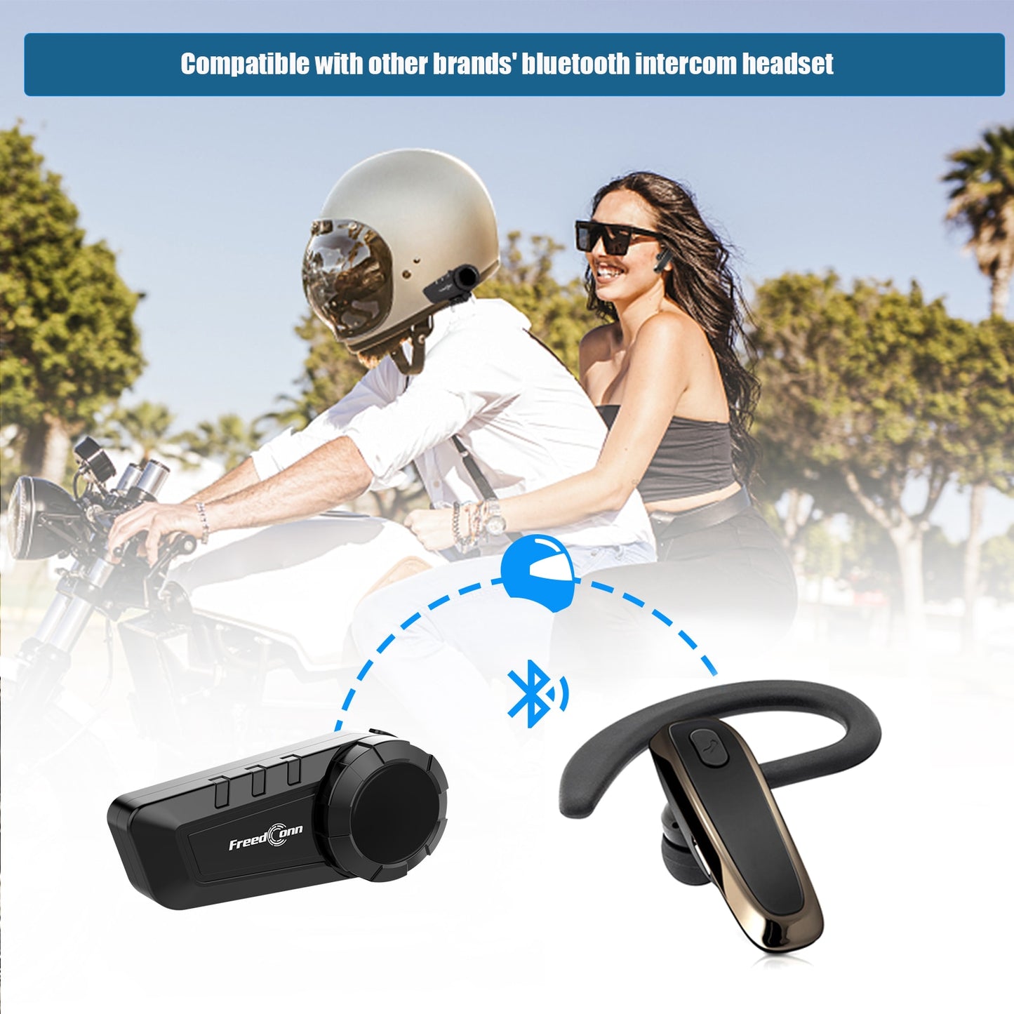 Freedconn KY Pro Motorcycle Intercom Bluetooth Helmet Headset Motorbike Communicator 6 Riders Moto Group Waterproof Interphone - youronestopstore23