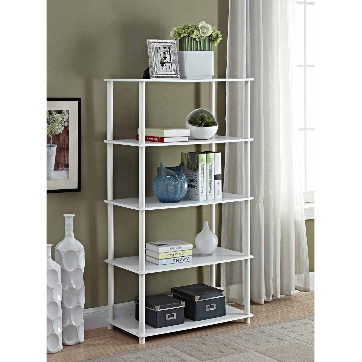 Mainstays No Tools 5-Shelf Storage Bookcase, White bookcase