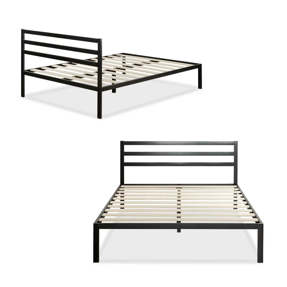 Mia 38” Metal Platform Bed Frame with Headboard, Queen  Platform Bed  Bedroom Set  Furniture Bedroom