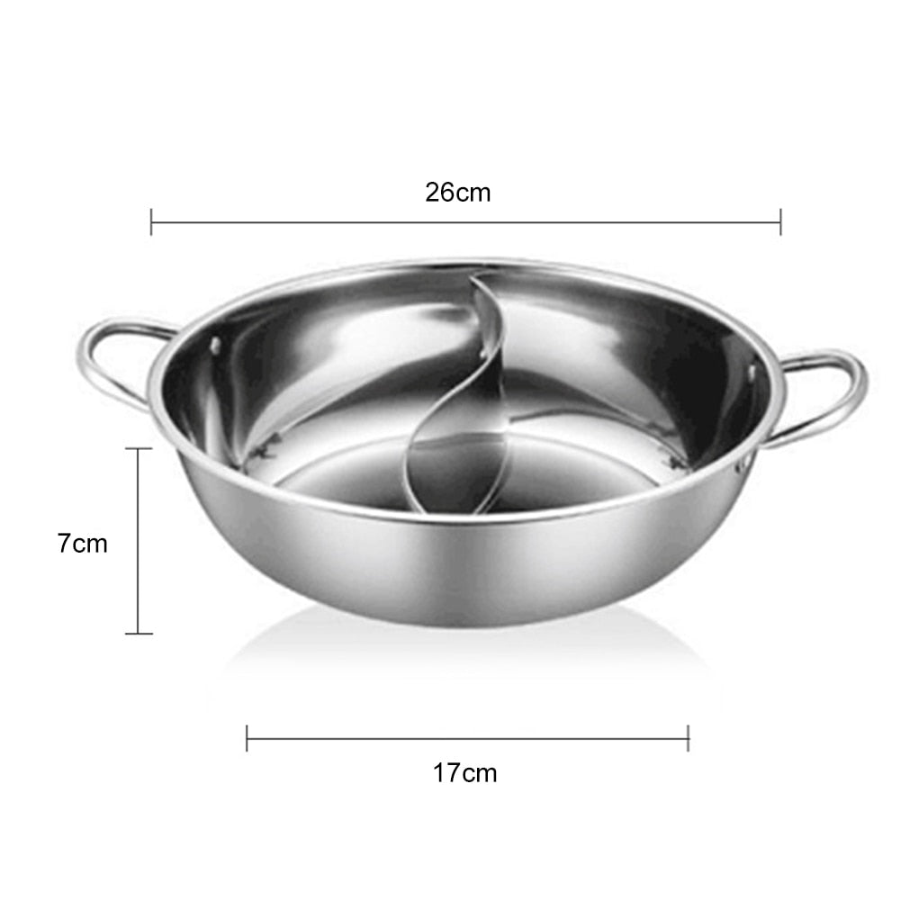 Stainless Steel Twin Divided Double Pot Hotpot Cooker Gas Stove Compatible - youronestopstore23