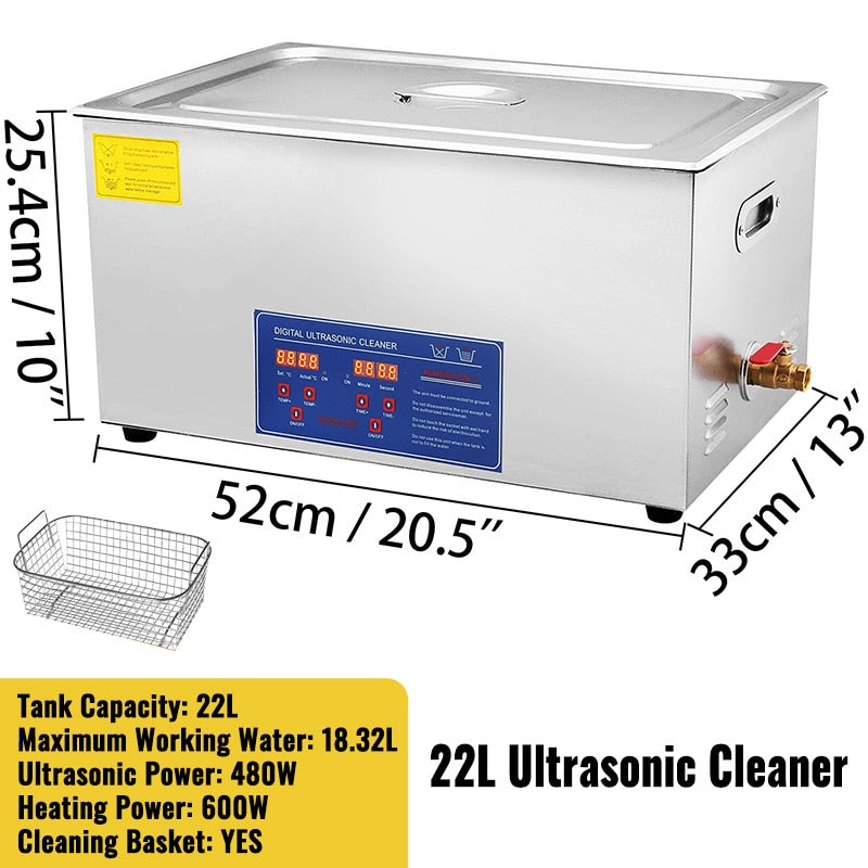 VEVOR 1.3L 2L 3L 6L 10L 15L 22L 30L Ultrasonic Cleaner Lave-Dishes Portable Washing Machine Diswasher Ultrasound Home Appliances - youronestopstore23