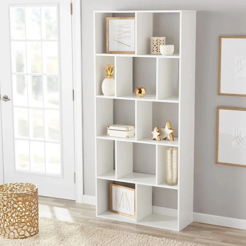 Mainstays 12-Cube Shelf Bookcase, White bookshelf