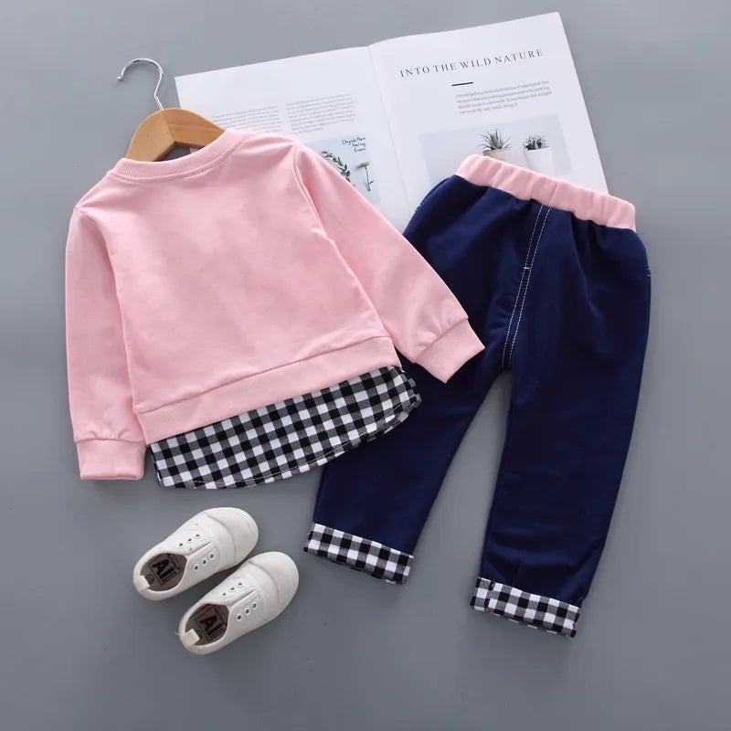 New Spring Autumn Baby Girls Clothes Suit Children T-Shirt Pants 2Pcs/Sets Toddler Casual Costume Infant Outfits Kids Tracksuits