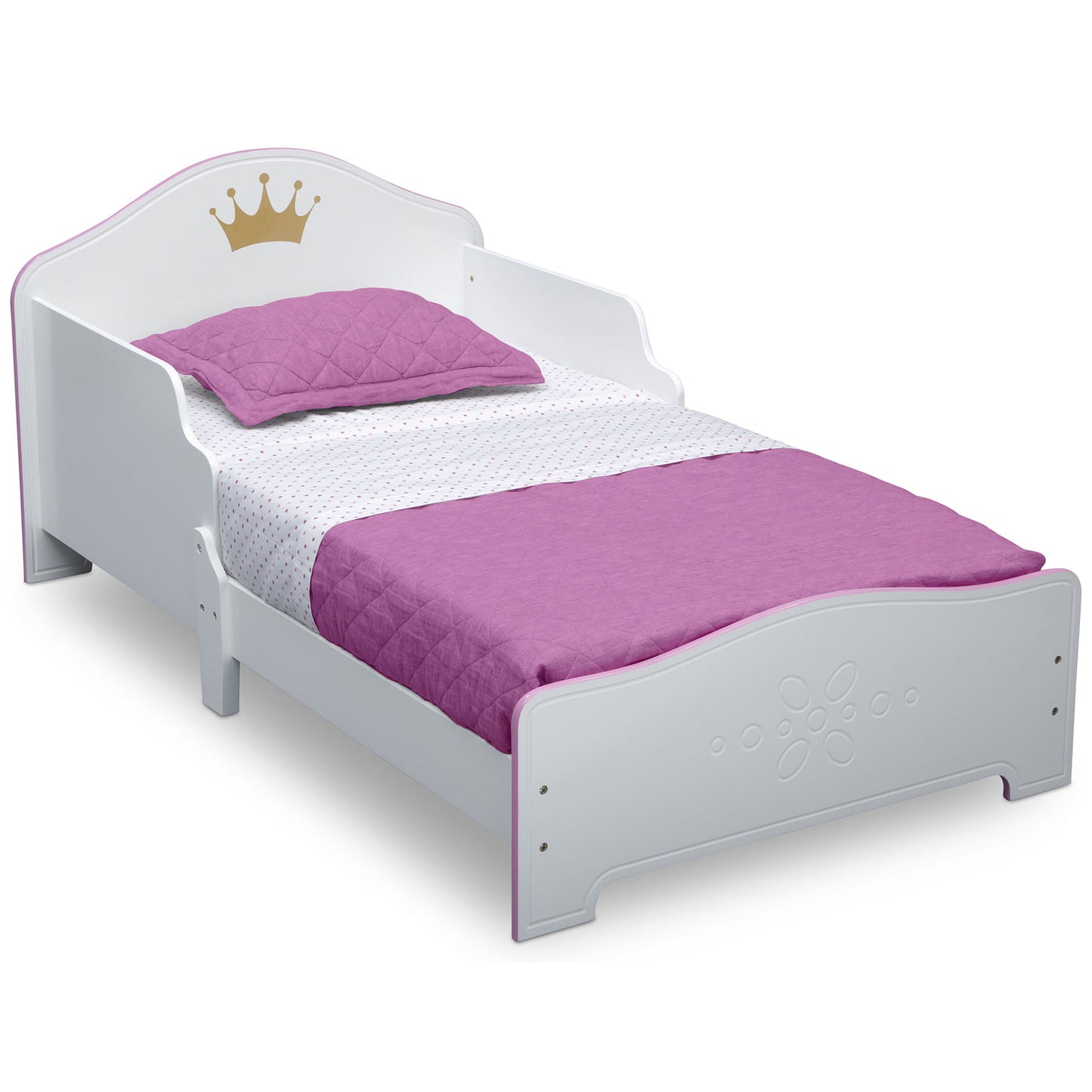Delta Children Princess Crown Wood Toddler Bed, Greenguard Gold Certified, White/Pink  Bedroom Set  Muebles  Furniture Bedroom