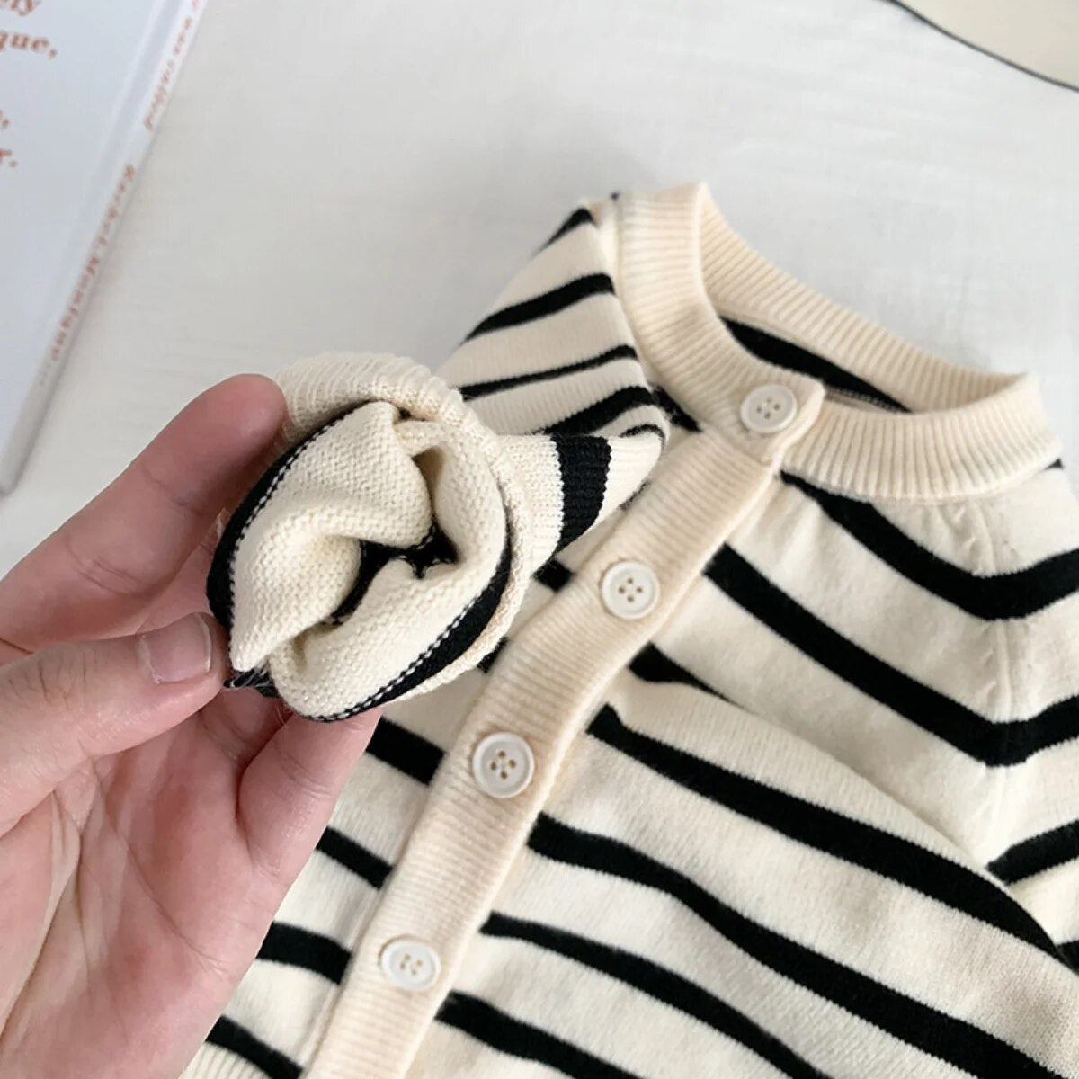 2023 autumn kids baby girls boys striped full sleeve single-breasted top knittes coat+mid waist pants children clothes set 2pcs