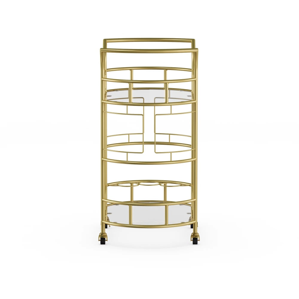 Bar Cart with Matte Gold Metal Finish, 2-Tiers Kitchen Island Table  Kitchen Island Table - youronestopstore23