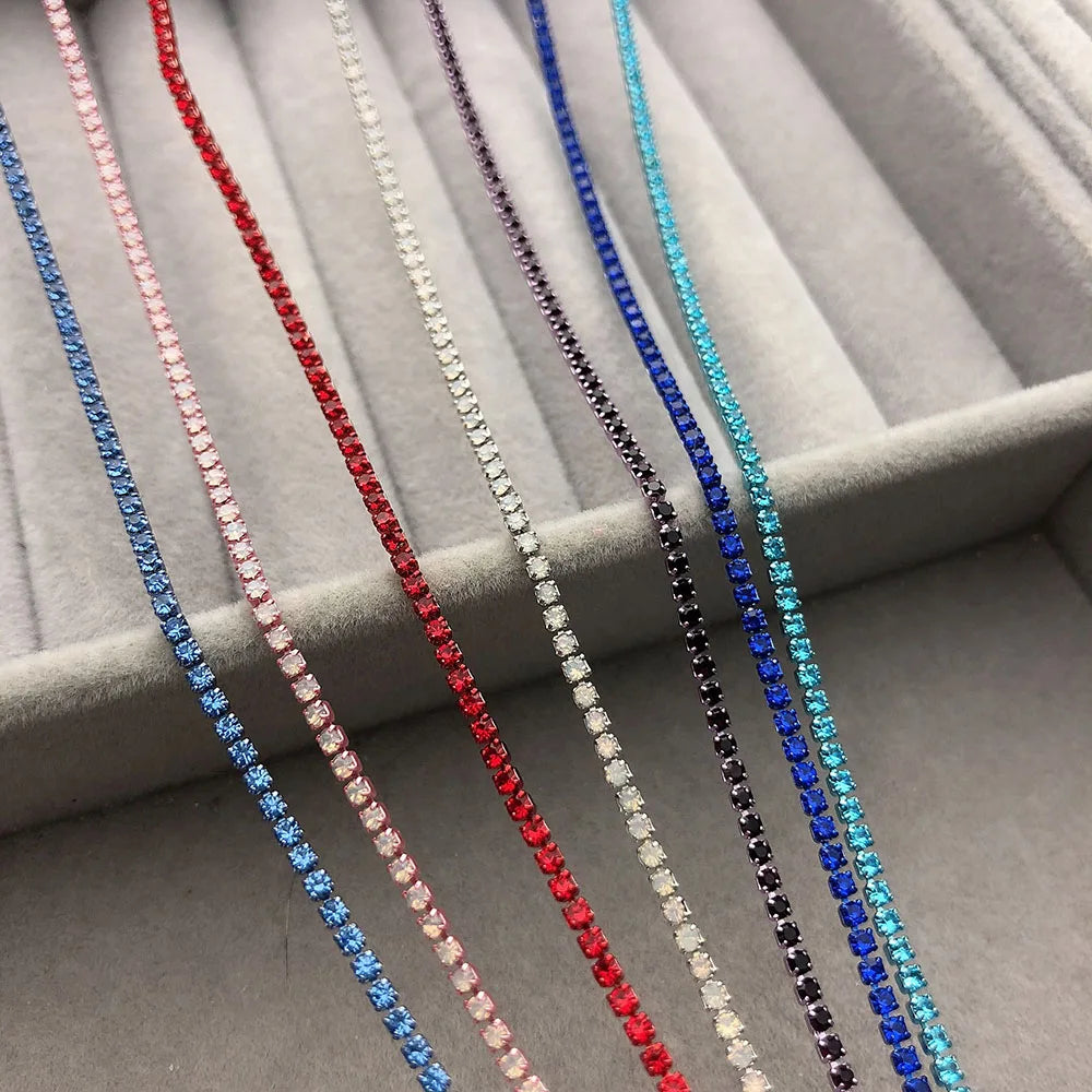 random mix ss6-16 rhinestone cup chain,fancy DIY crystal trimming handmade craft garment banding trim accessories new colors