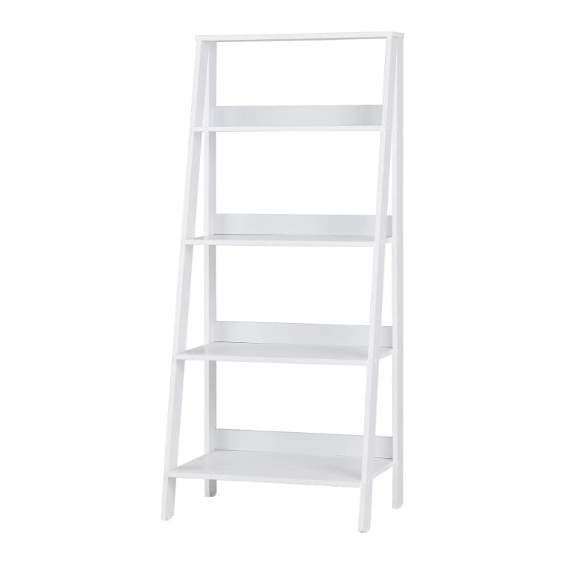 Manor Park 4-Shelf Wood Leaning Ladder Bookcase, White book shelf furniture