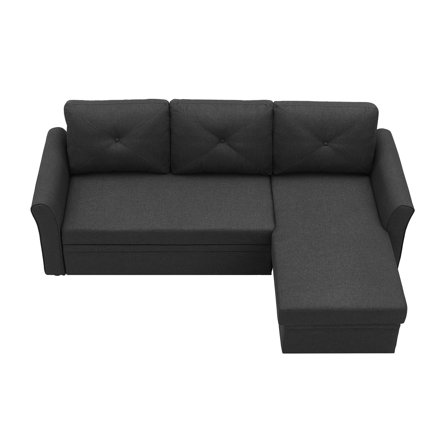 Three Colors 83" L-Shape 3 Seat Sectional Couch Pull Out Sleeper Sofa Reversible  with Storage for Living Room Furniture Set