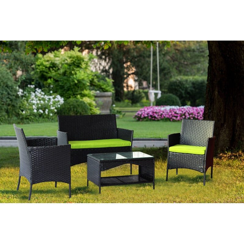 4 PCS/ 8 PCS  Garden Patio Furniture Patio outdoor rattan furniture （ loveseat + armchair+coffie table - youronestopstore23