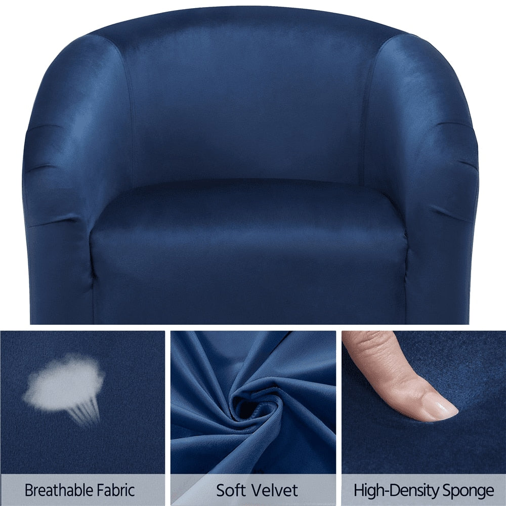 Easyfashion Tub Chair, Set of 2, Navy Blue Velvet Chairs for Bedroom  Accent Chairs for Living Room  Floor Chair