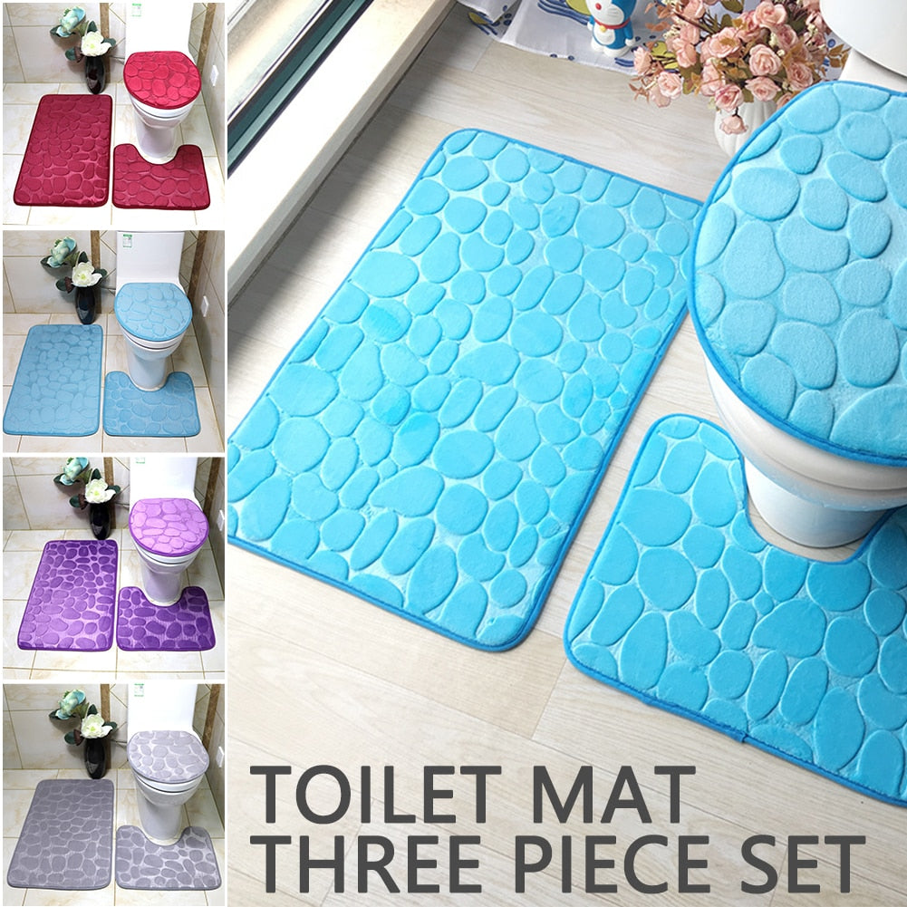 Bathroom Non-slip Mat Pebble Embossed Floor Mat Toilet Floor Absorbent Mat Bathroom Quick Absorption Of Water Carpet Home Decor
