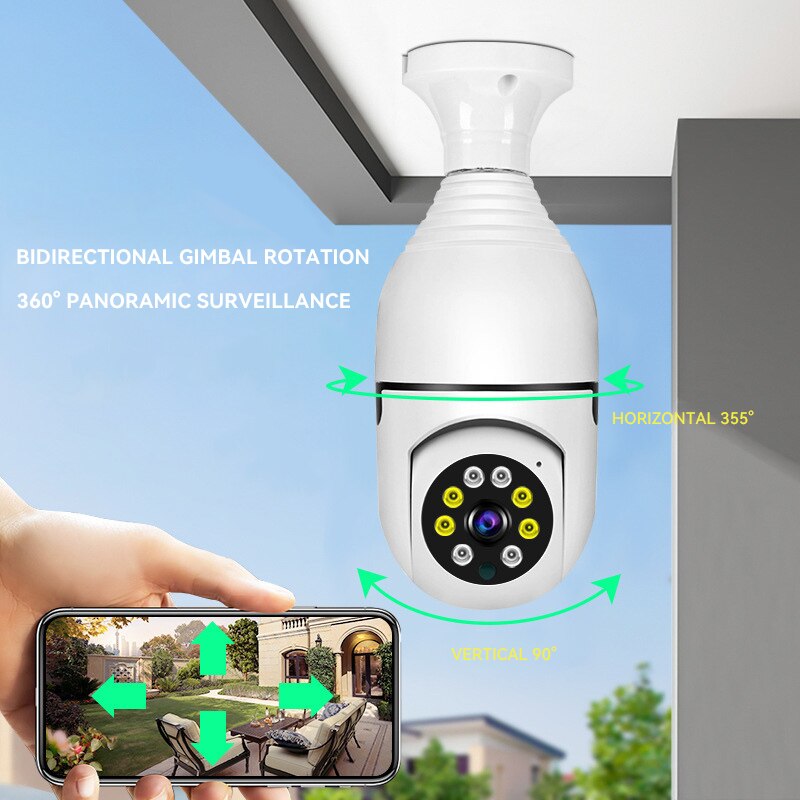 Bulb Surveillance Camera Night Vision Full Color Automatic Human Tracking Zoom Indoor Security Monitor Wifi Camera - youronestopstore23