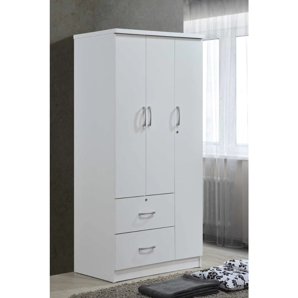Hodedah 3 Door Bedroom Armoire with Drawers,  furniture  storage cabinet  armario