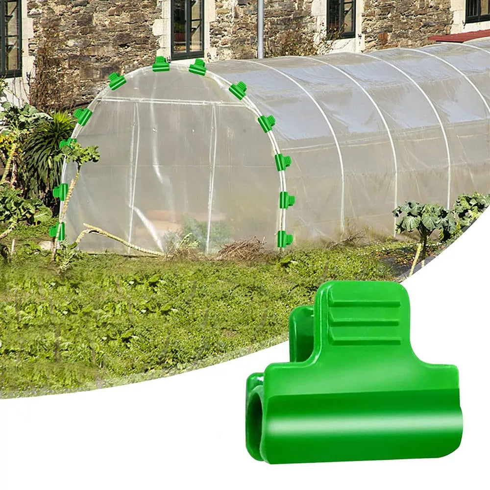 50pcs/Lot Greenhouse Clamps Film Row Cover Netting Tunnel Hoop Clip Frame Shading Net Rod Greenhouse Clamps Extension Support - youronestopstore23