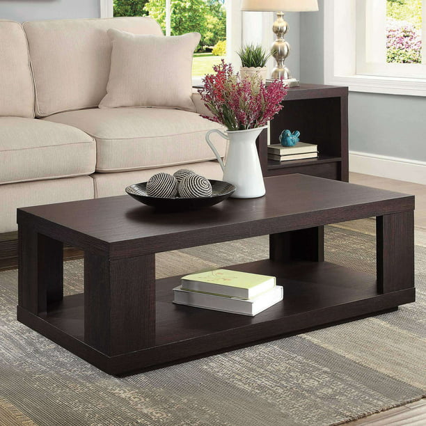 Better Homes & Gardens Steele Coffee Table with Lower Shelf, Espresso bed side table