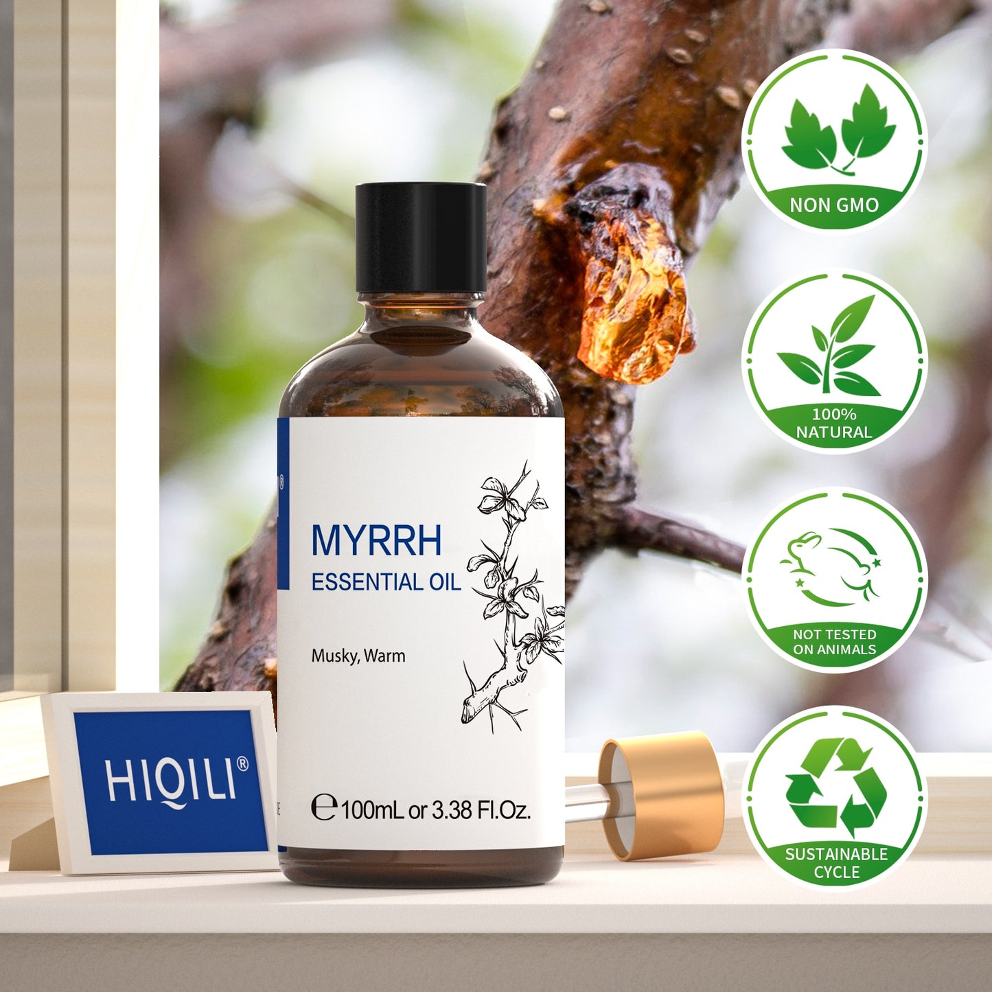 HIQILI 100ML Myrrh Essential Oils,100% Pure Nature for Aromatherapy | Used for Diffuser，Humidifier，Massage | Clean Skin - youronestopstore23