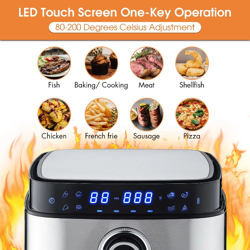 MOOSOO 5.2Qt Air Fryer, Touchscreen Control Panel, 8 Preset Modes, Air Fryer Cookbook - youronestopstore23