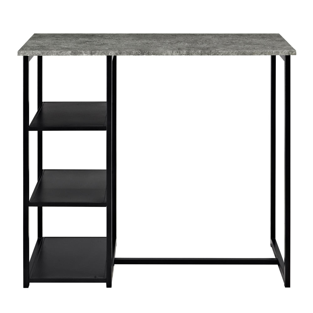 3-Piece Metal Pub Set with Faux Concrete Top, Gray and Black  Dining Table Set - youronestopstore23