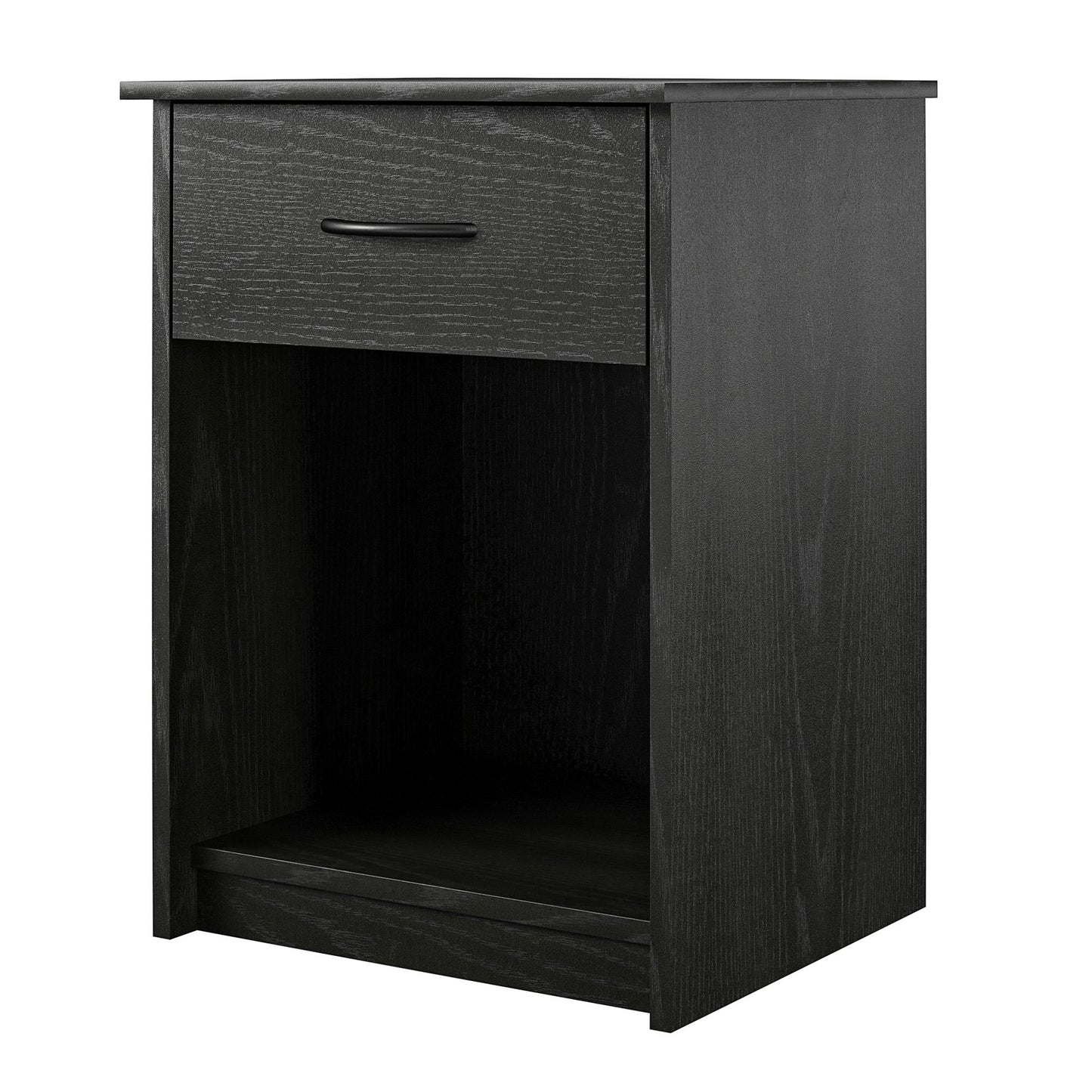 Classic Nightstand with Drawer, Black Oak Modern Bedroom Bedside Table Locker Furniture Bedroom Cabinet