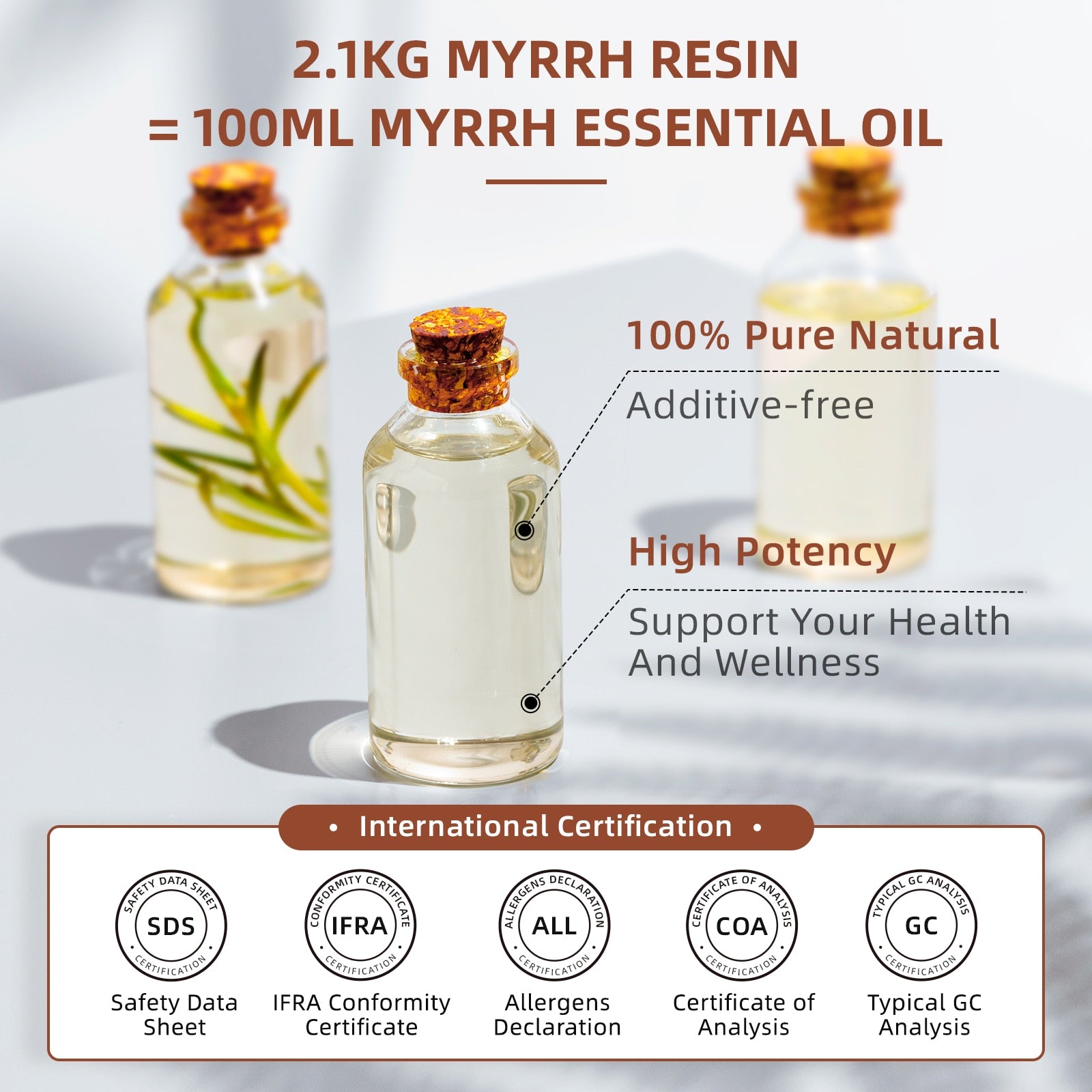 HIQILI 100ML Myrrh Essential Oils,100% Pure Nature for Aromatherapy | Used for Diffuser，Humidifier，Massage | Clean Skin - youronestopstore23