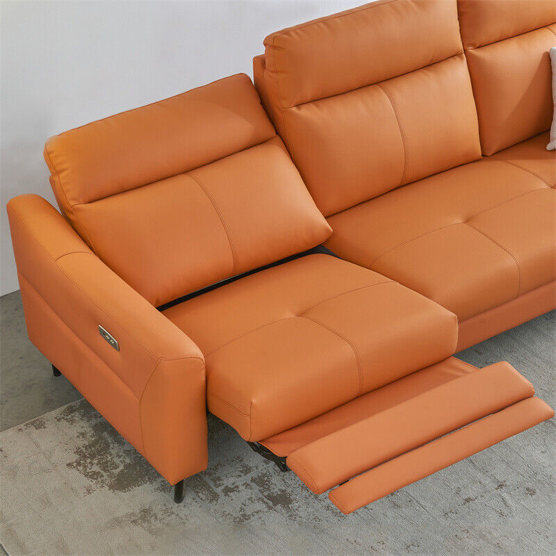 Modern Living Room Furniture Orange Bonded Leather Large Sectional Sofa Set Soft and comfortable For indoor livingroom furniture
