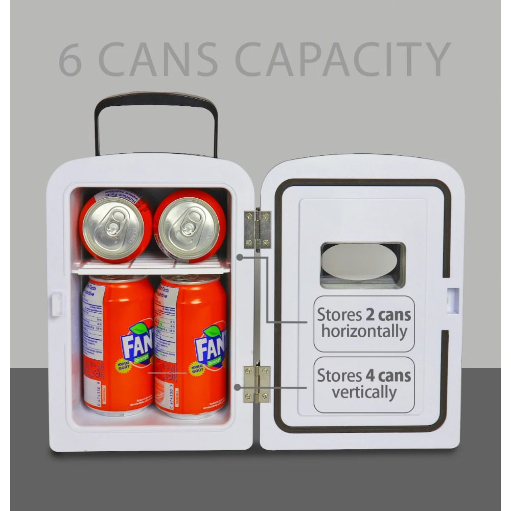 6 Can AC/DC Retro Mini Cooler Personal Mini Fridge Refrigerator,  Mini Refrigerador Para Bebidas - youronestopstore23